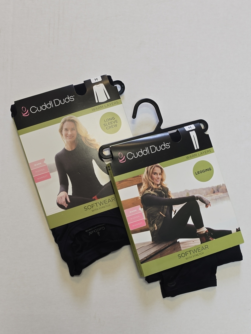 TWO Cuddl Duds Softwear Long Sleeve Crew & Legging Set - Black